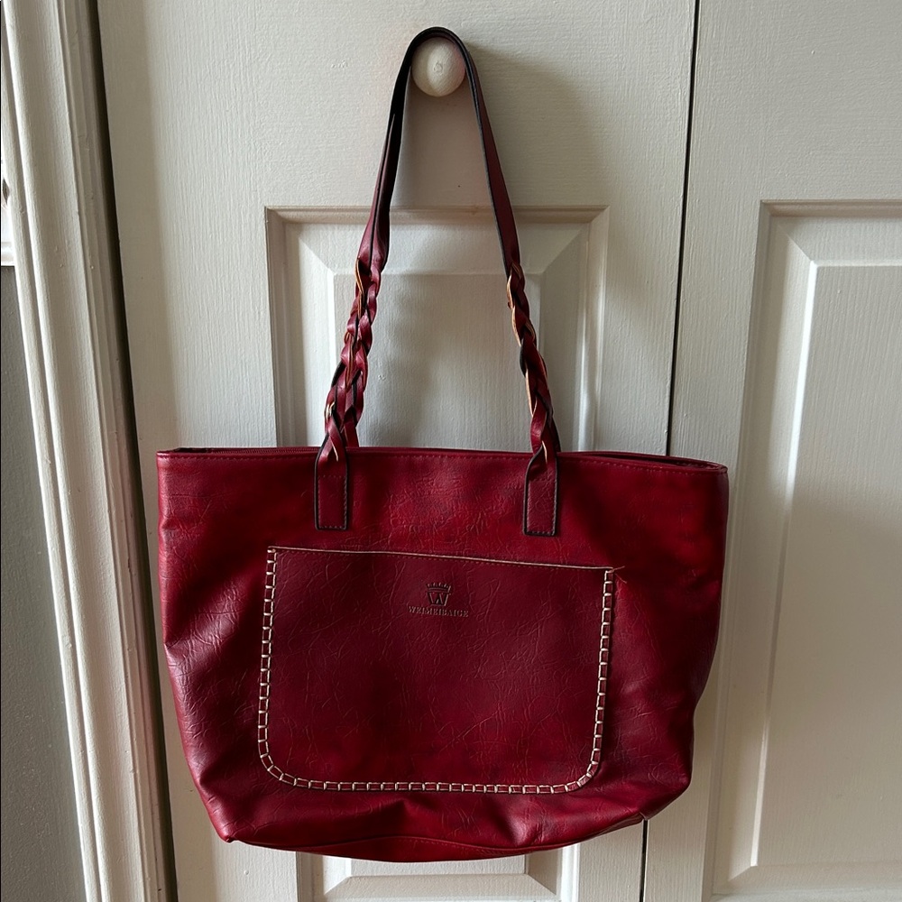 Weimeibaige Burgundy Leather Tote